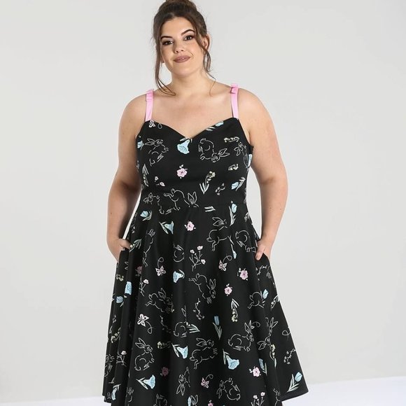 Hell Bunny Dresses & Skirts - Hell Bunny Flowers and Bunnies - Black dress 2X